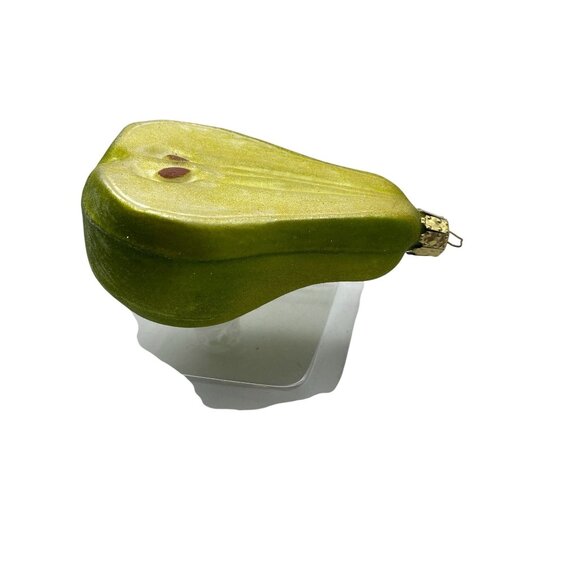 Vtg Christborn Realistic Sugar Frosted Pear Half Ornament Made In Germany 4” - Picture 2 of 7